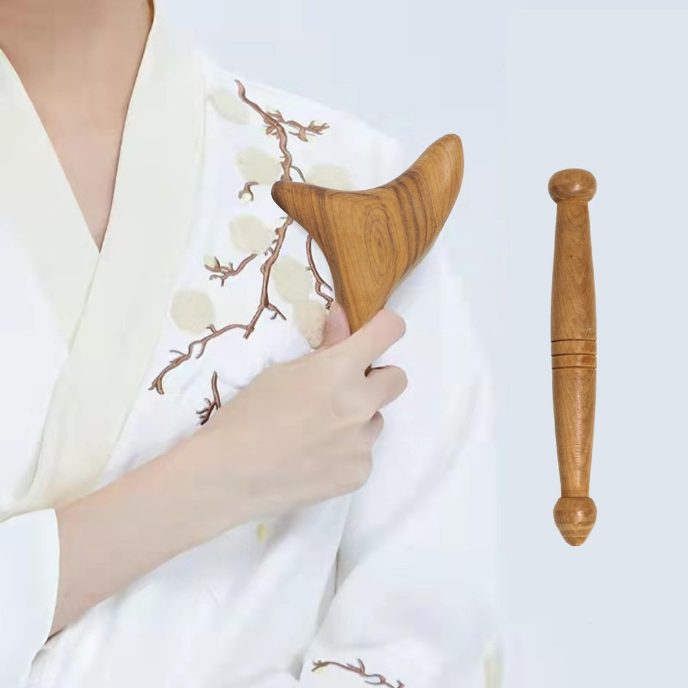 Honbay wooden massager with ergonomic curves for neck and shoulder relief