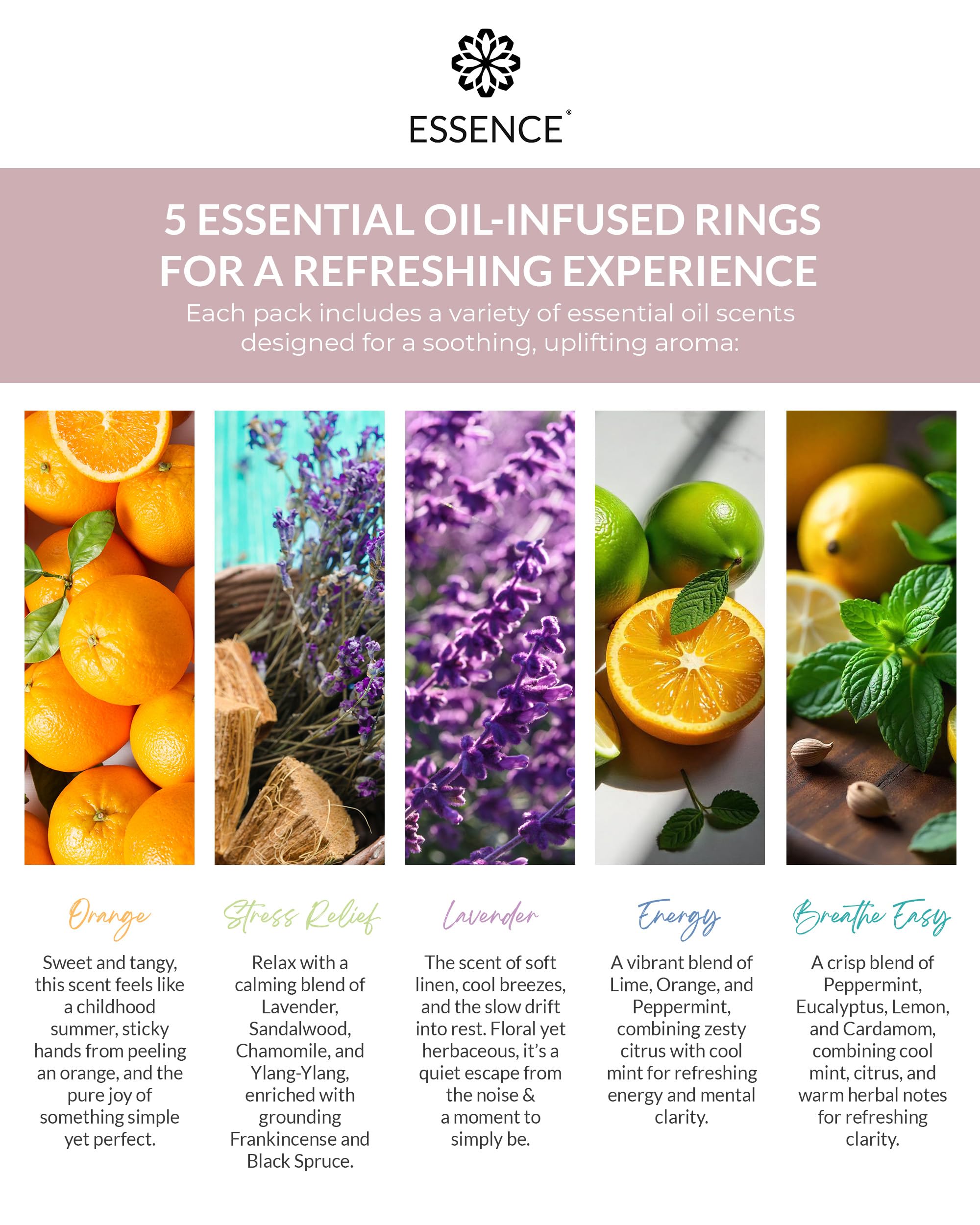 HONÉ Essence stress relief diffuser ring promotes daily calm and tension relief.