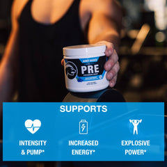 Honey Badger pre-workout scoop shows precise serving for consistent dosing.