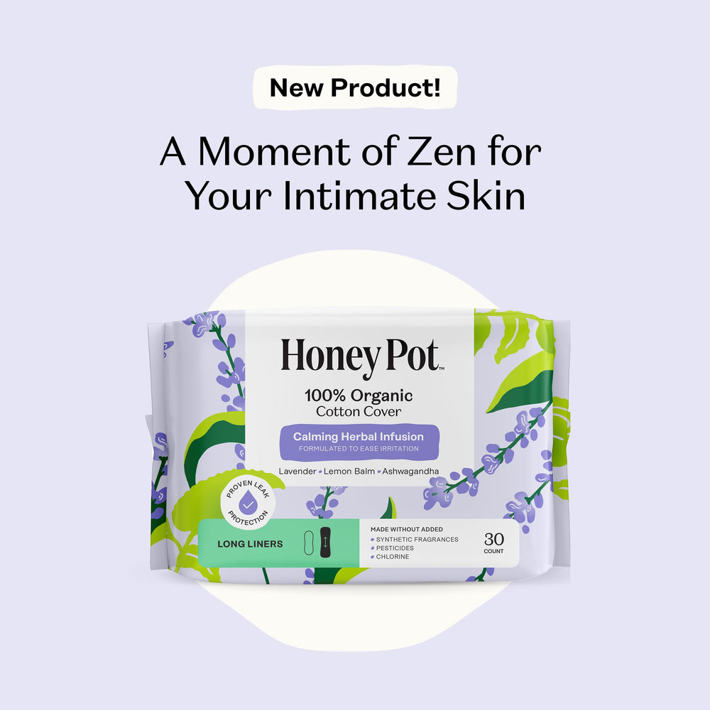 The Honey Pot Calm Liners absorbent core closeup demonstrates reliable moisture control.