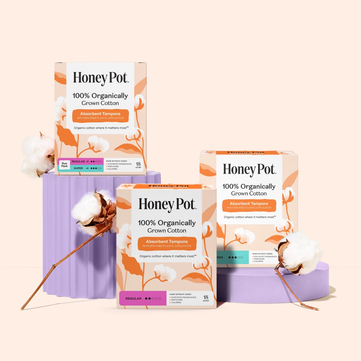 The Honey Pot Co 18-count multipack packaging for travel and storage.