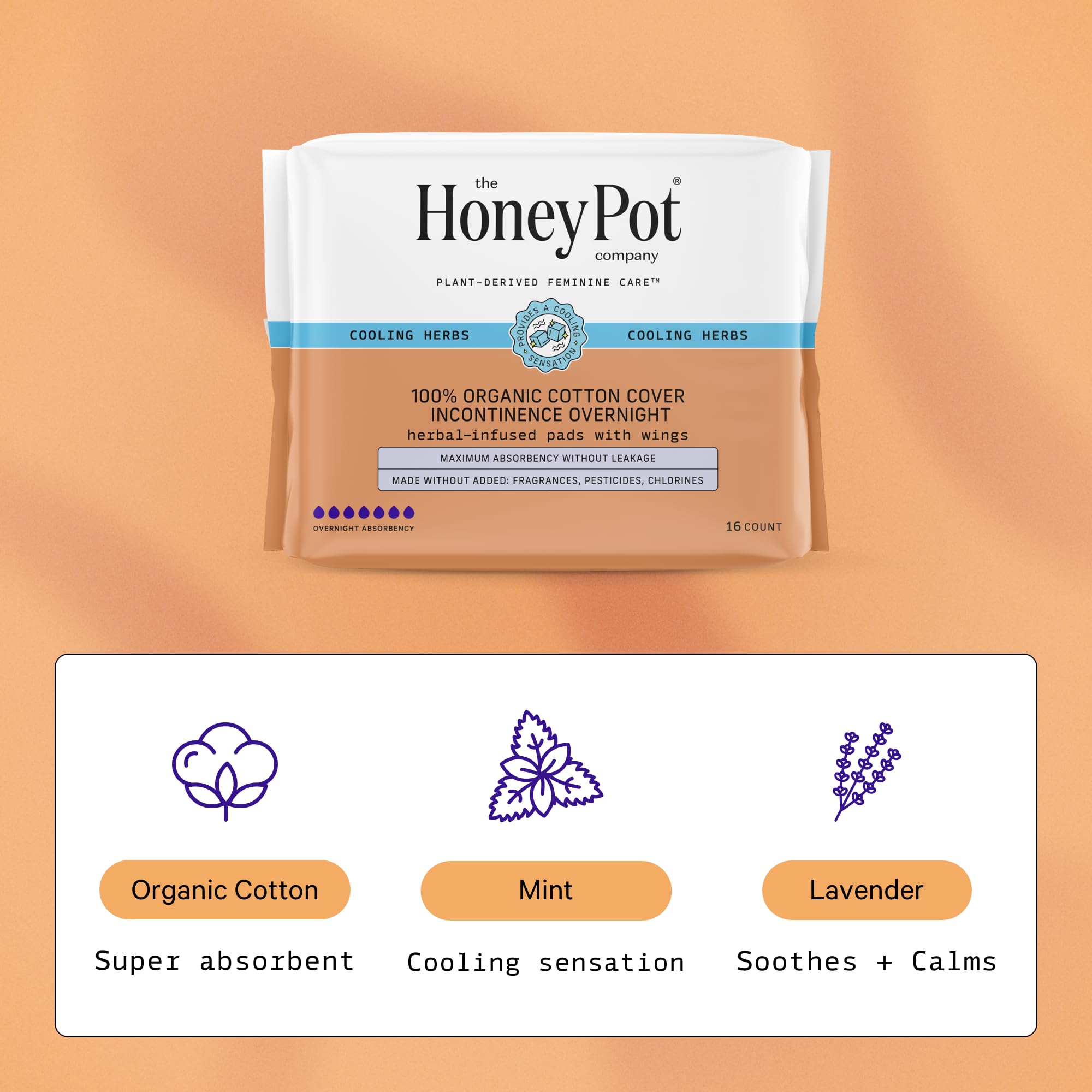 The Honey Pot Company cooling essential oils features lavender, mint, and rose for refreshing relief.
