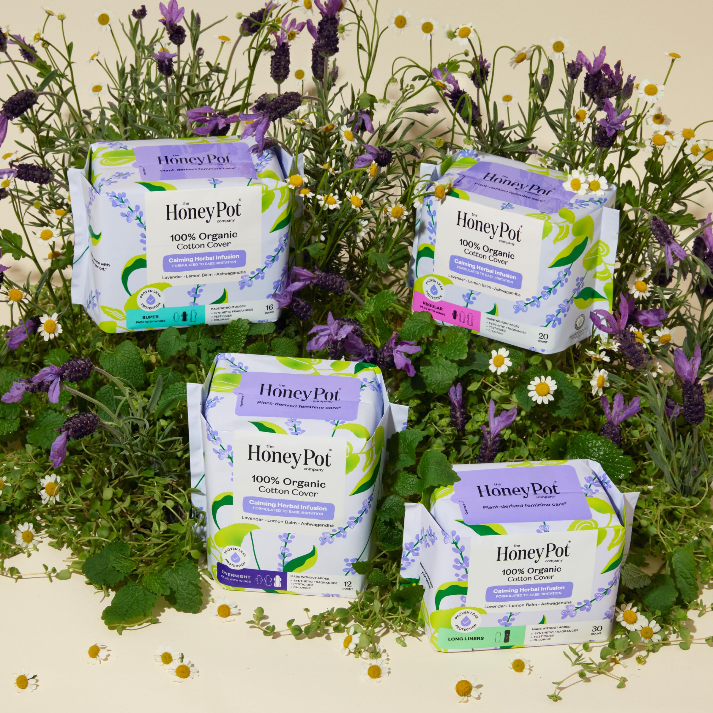 The Honey Pot hypoallergenic pad designed for safe, gentle wear on skin.