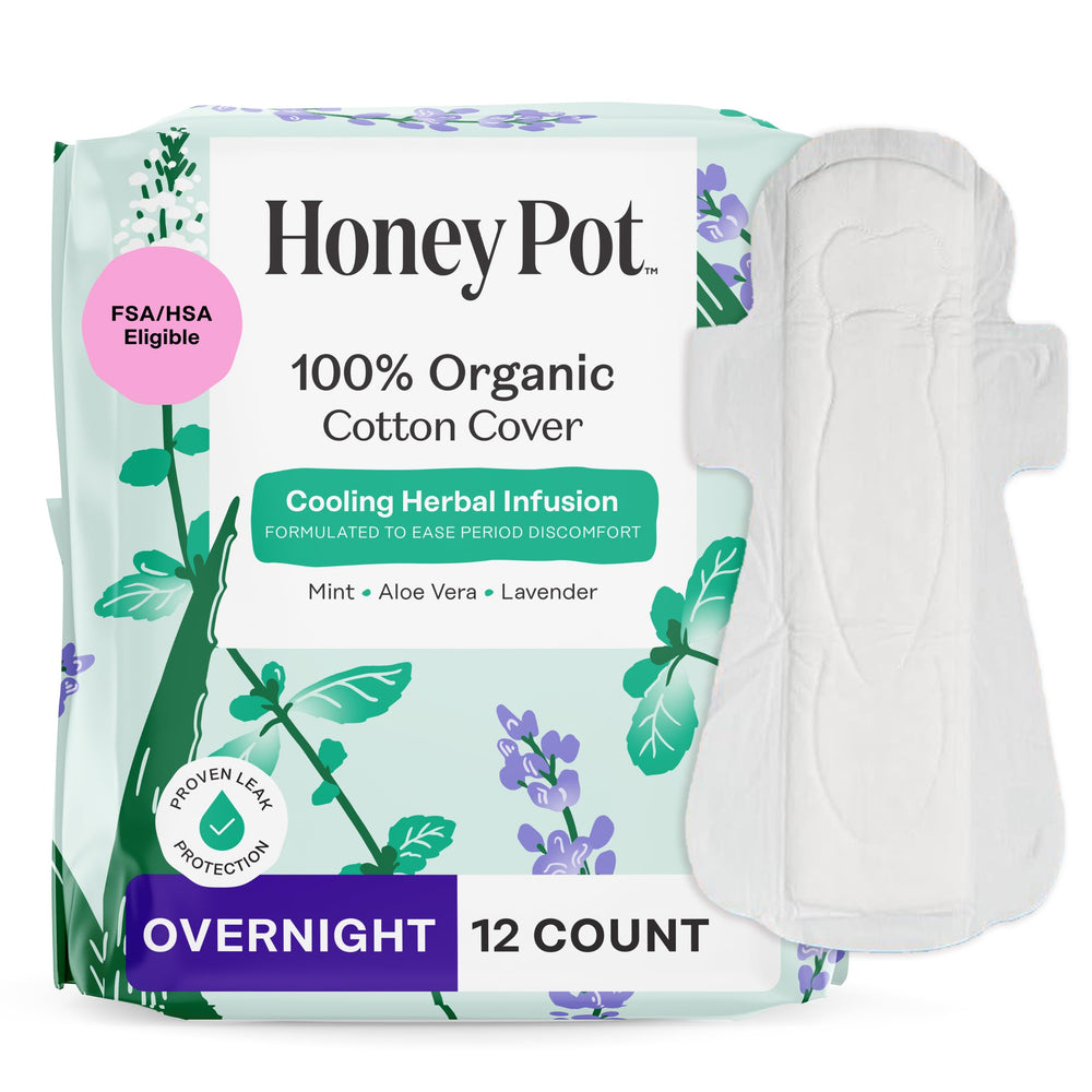 The Honey Pot overnight pads with wings for secure, breathable protection