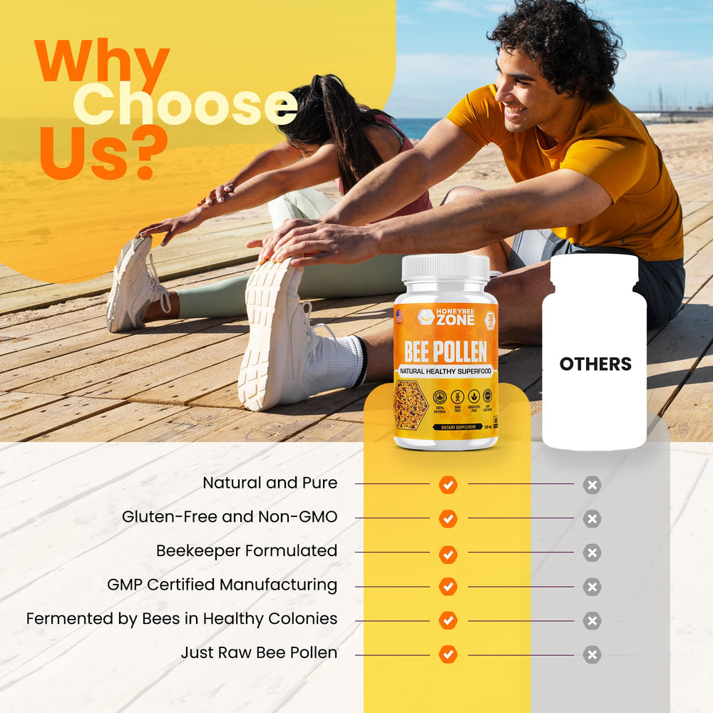 HONEYBEEZONE bee pollen granules close-up texture ideal for smoothies and energy