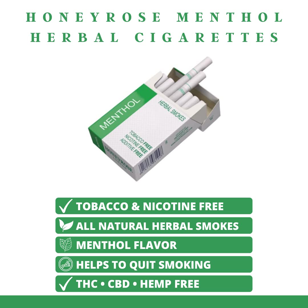 Honeyrose Menthol herbal cigarettes close-up showing sticks as a tobacco-free alternative