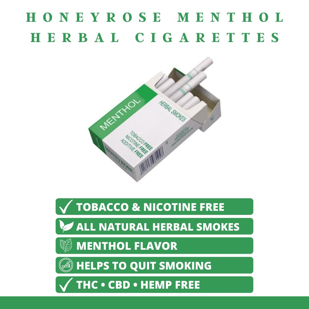 Honeyrose Menthol herbal cigarettes close-up showing sticks as a tobacco-free alternative