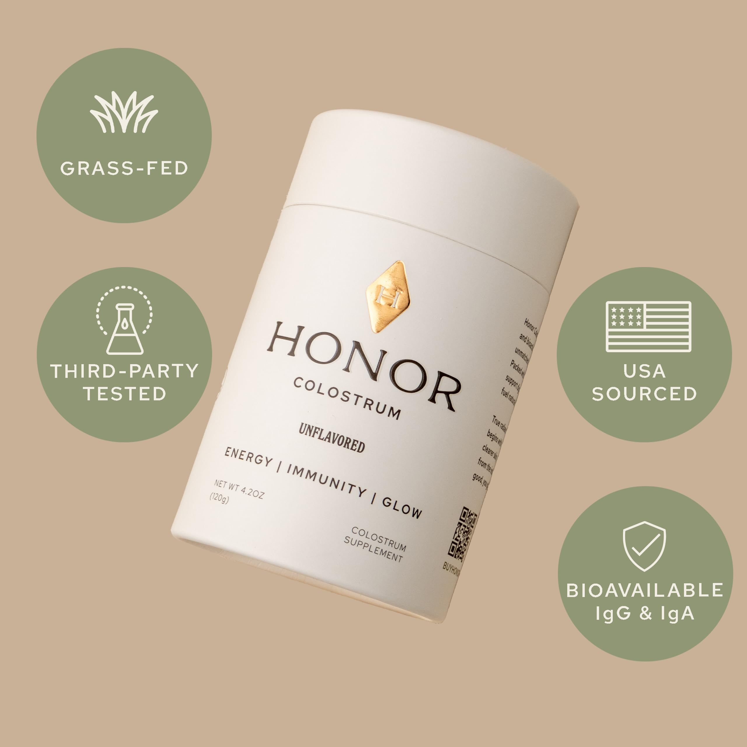 HONOR Supplements Colostrum Powder grass-fed pasture-raised nutrition
