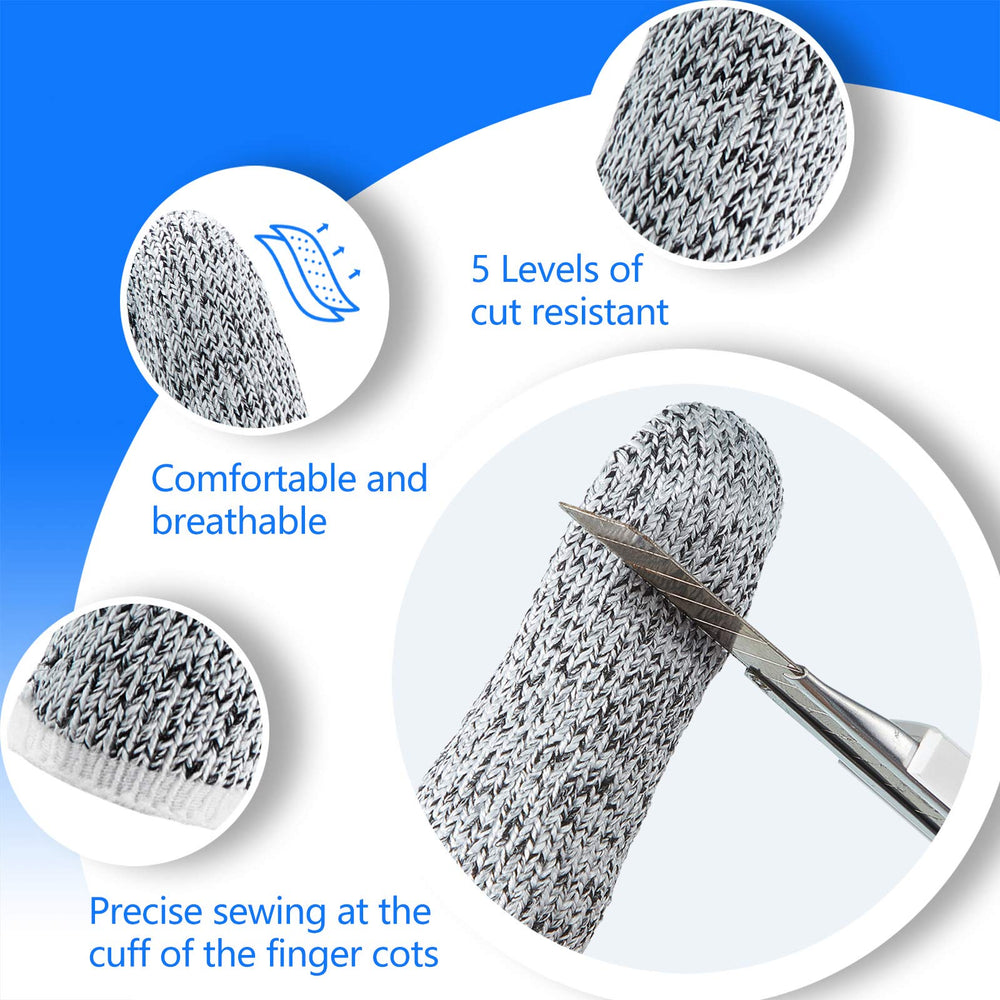 Honoson finger cots on hand in kitchen; precise grip with safe fingertips.