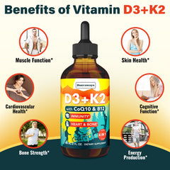 Honvaways D3 K2 drops pour closeup for easy daily dosing.