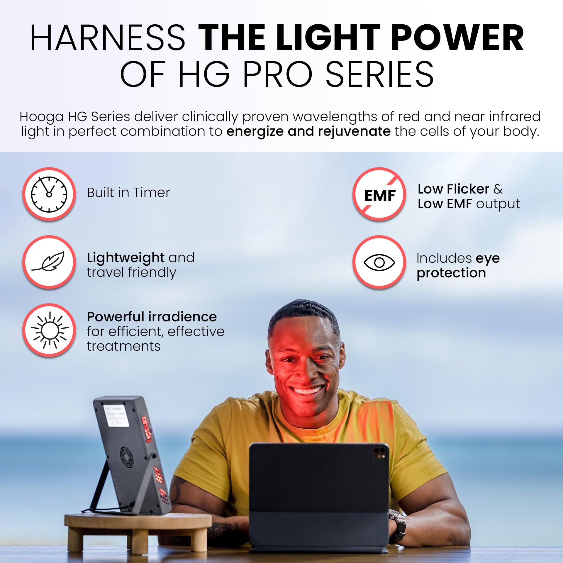 Hooga HG200 660nm red LEDs for targeted wellness routines at home.
