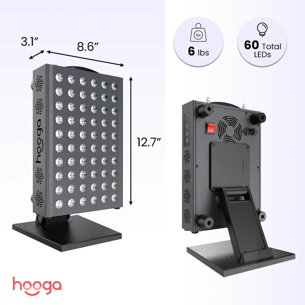 Hooga PRO300 panel with adjustable stand for convenient at-home therapy sessions.
