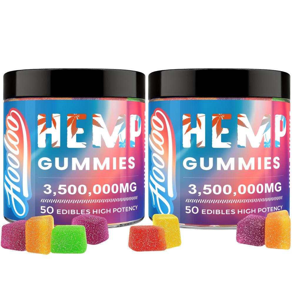 HOOLOO Hemp Gummies Big Cubes Bedtime Citrus bottle pour ready-to-use