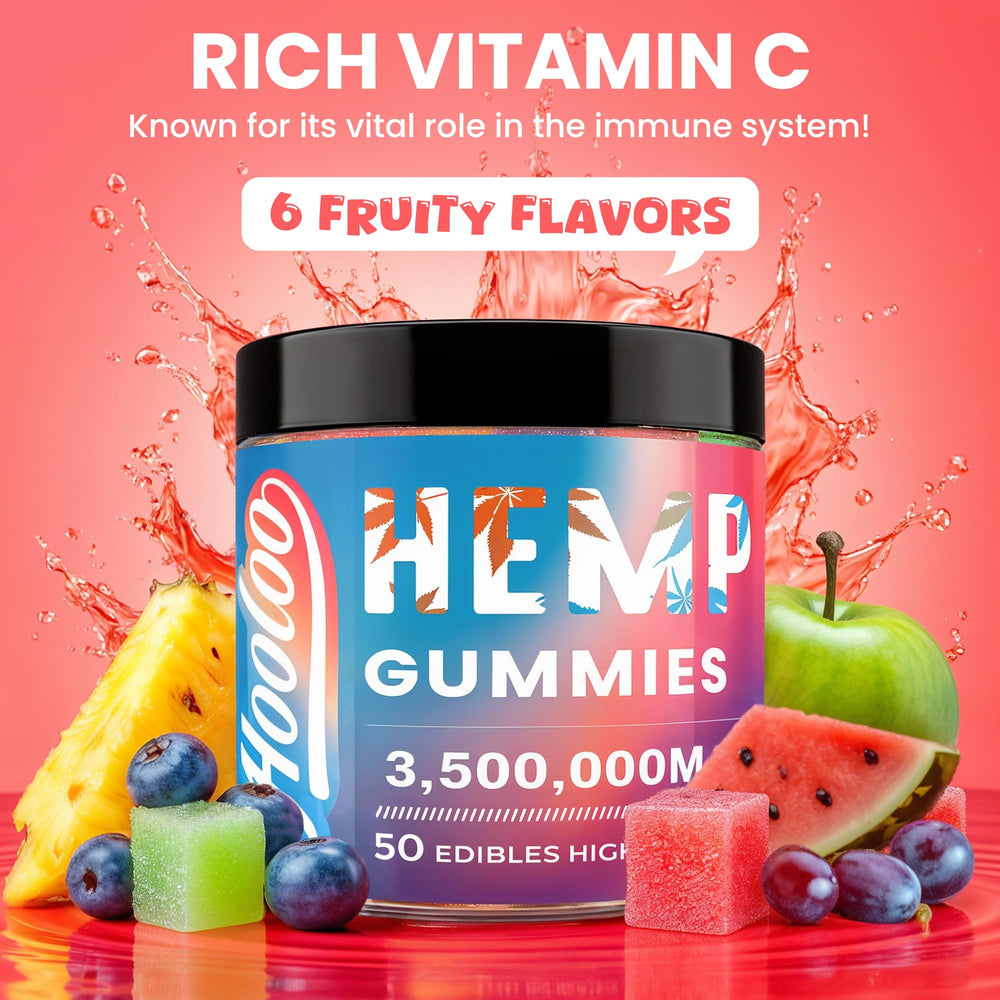 HOOLOO Hemp Gummies Big Cubes Bedtime Watermelon convenient chew