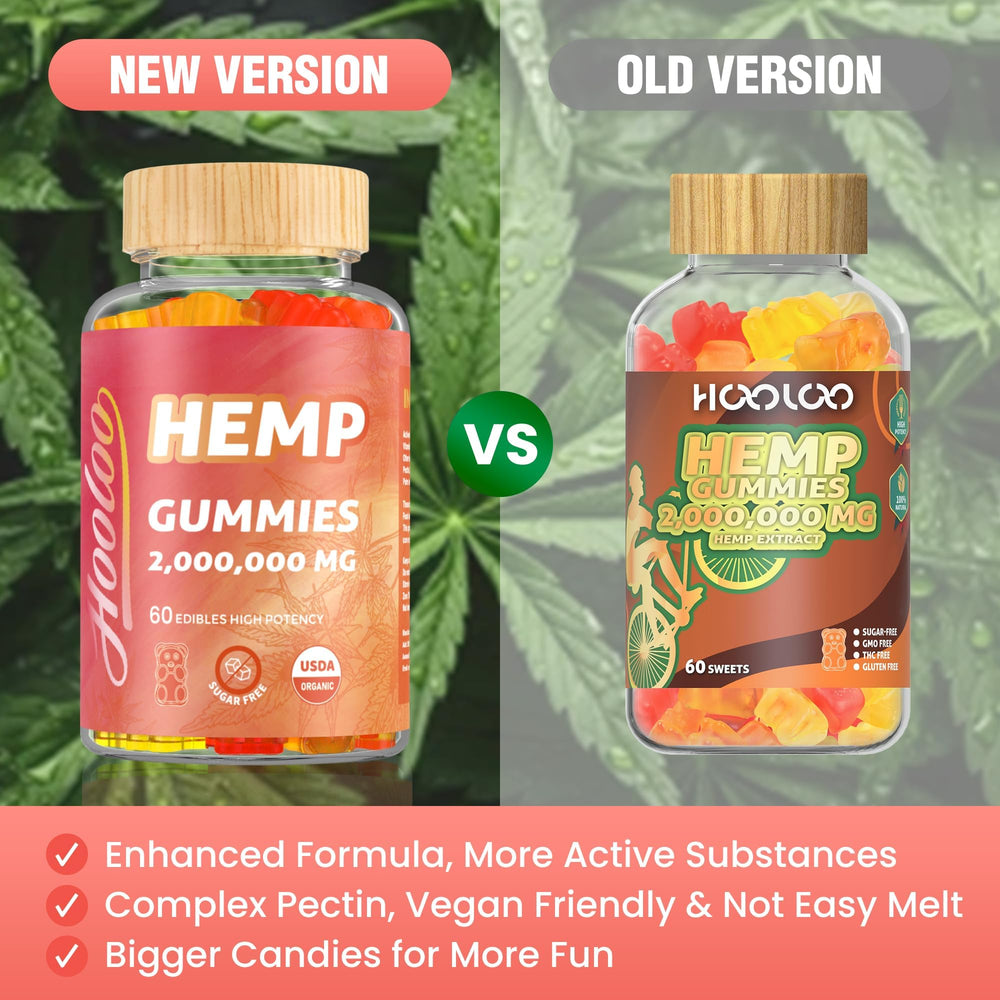 HOOLOO hemp gummies pineapple bottle front highlighting high potency and purity.