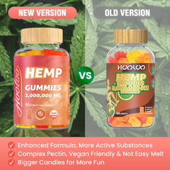 HOOLOO hemp gummies pineapple bottle front highlighting high potency and purity.