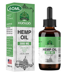 HOOLOO hemp oil bottle front shows premium packaging for daily use.