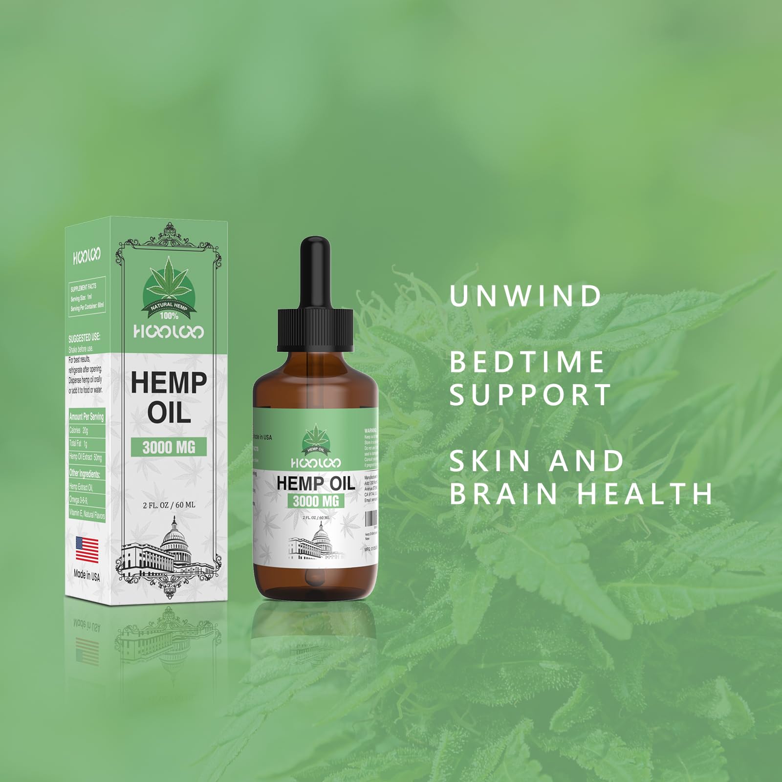 HOOLOO hemp oil dropper enables precise dosing for convenience.