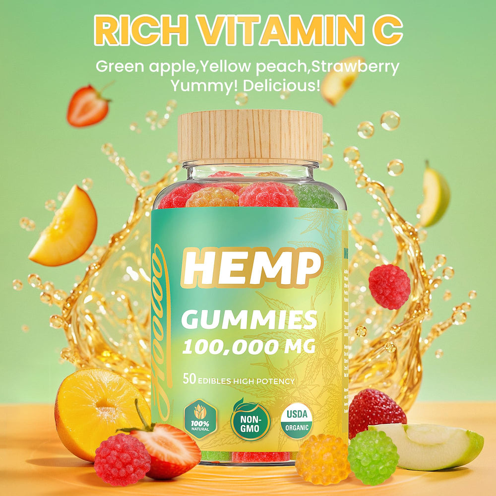 Close-up of omega-3-6-9 infused gummies, suggesting added wellness touches.