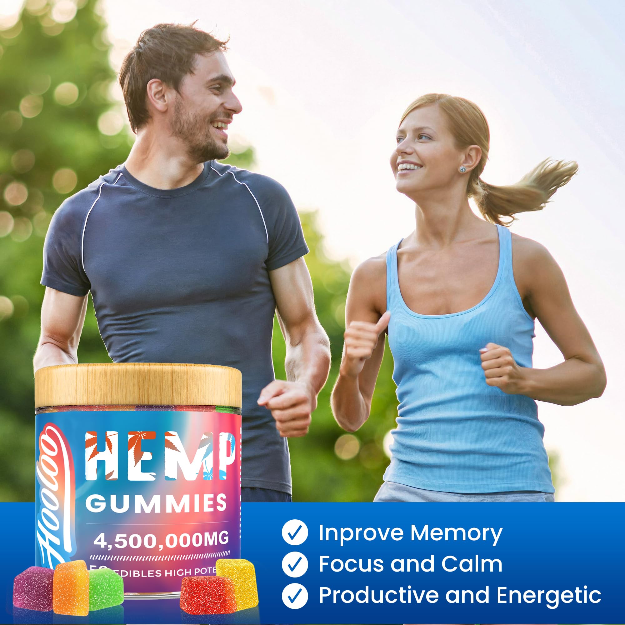 HOOLOO hemp gummies blueberry flavor ideal evening wind-down.