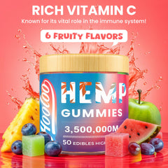 HOOLOO Hemp Gummies six flavors on display for flavorful variety
