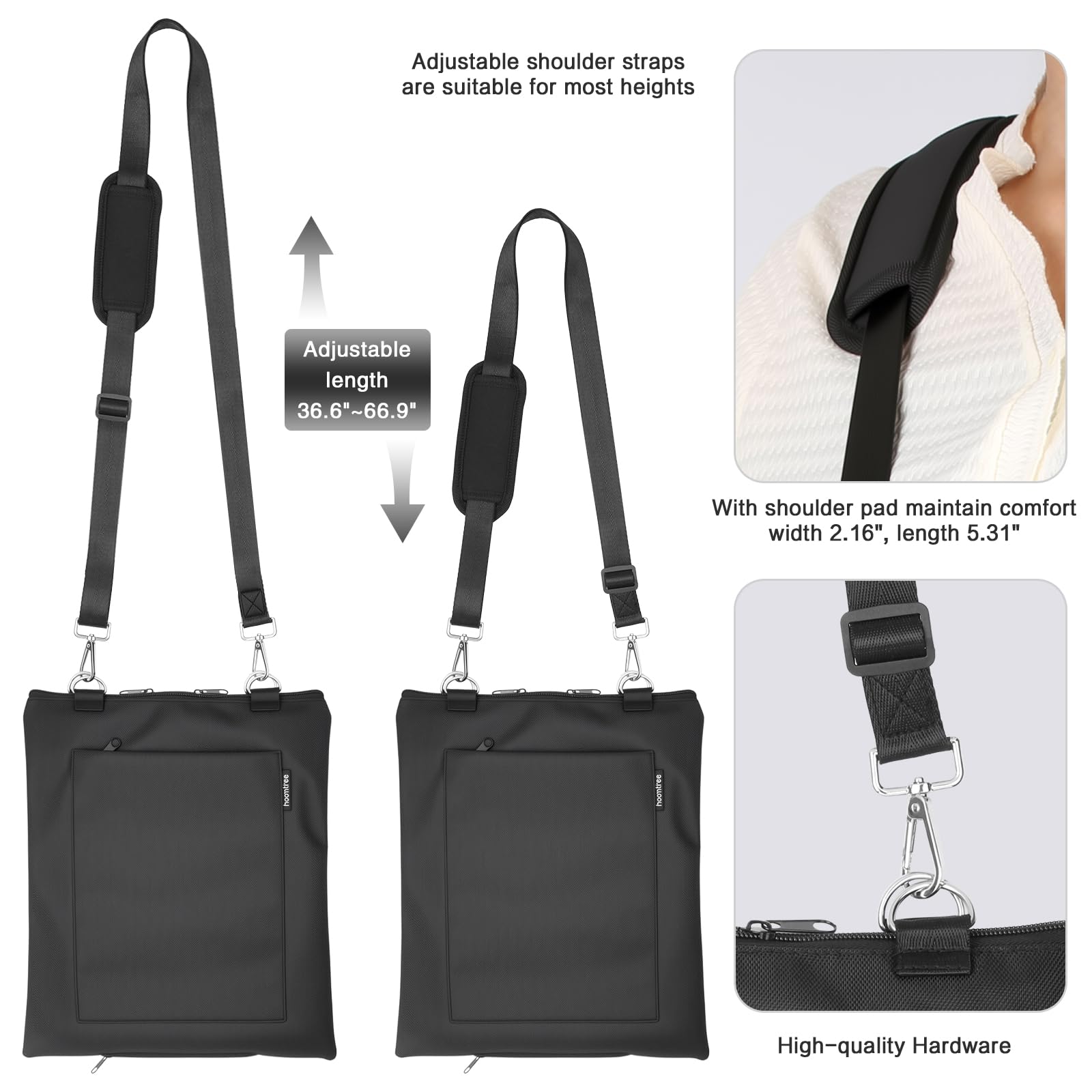 Durable Oxford cloth construction supports daily use.