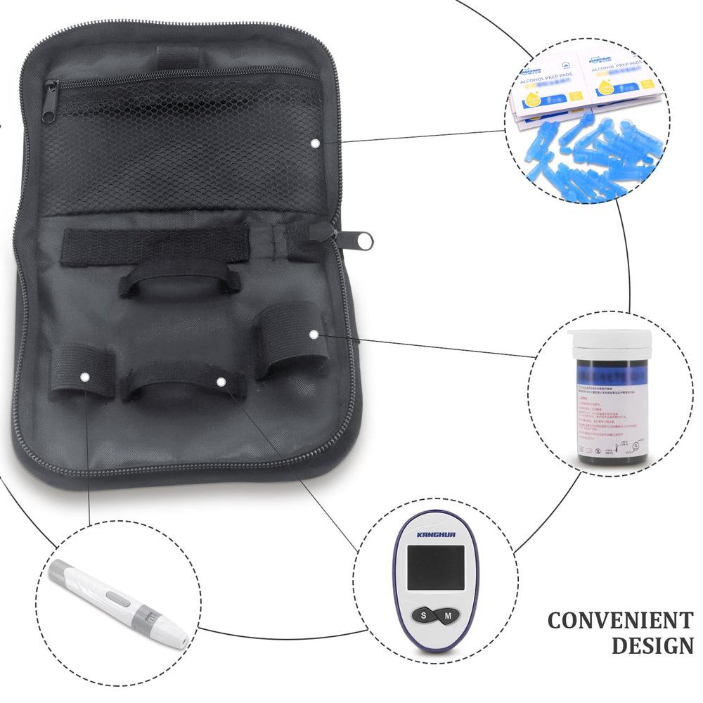 Hooshion diabetes travel case mesh pocket organizing accessories