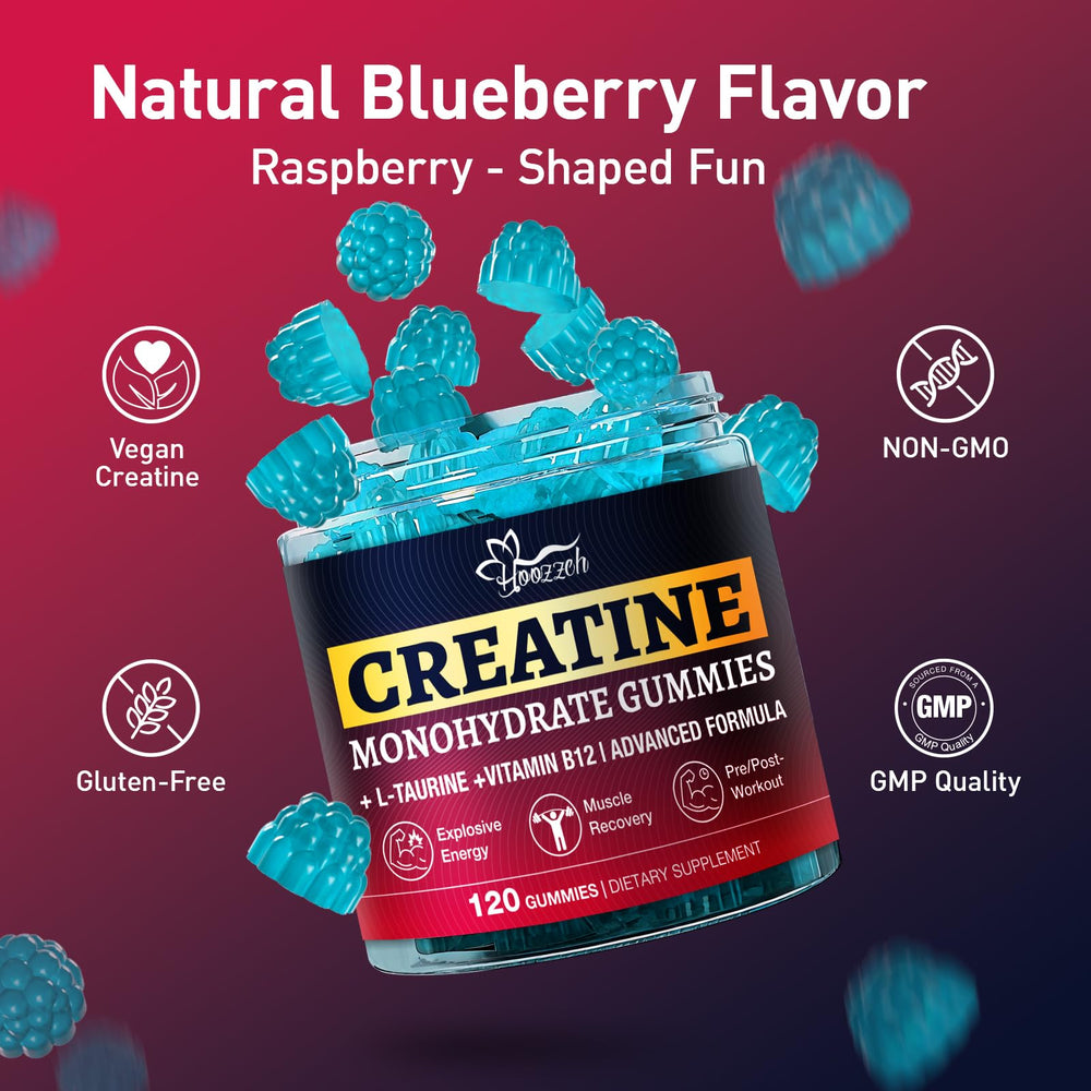 Hoozzch Creatine Gummies portable pack ideal for gym bag.