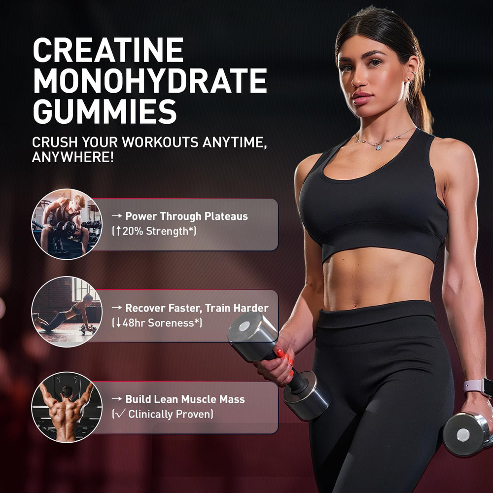 Hoozzch Creatine Gummies serving visual ideal for daily supplementation.
