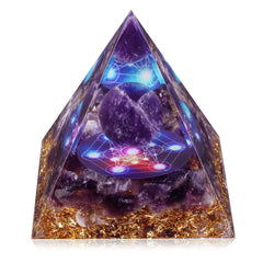 Hopeseed Orgone Pyramid with amethyst ball detail for focused meditation and calm spaces.