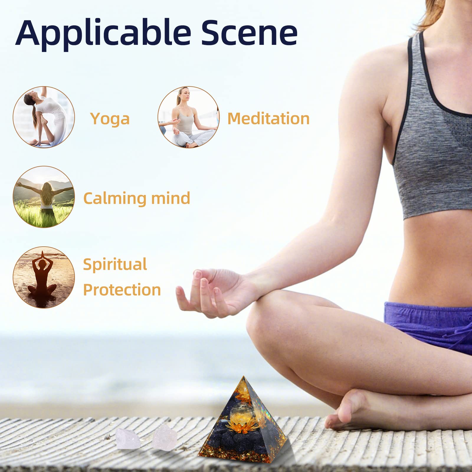 Hopeseed Orgone Pyramid on a desk, promoting calm during work and focus.