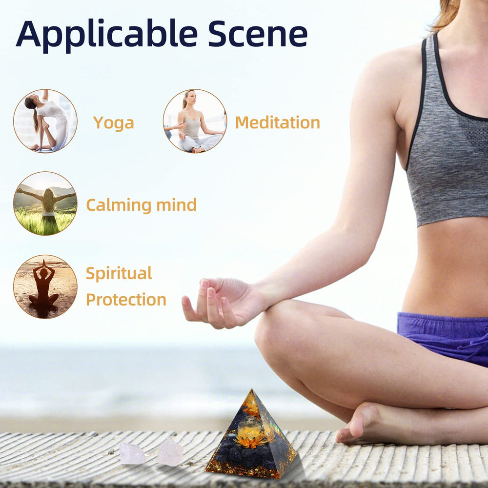 Hopeseed Orgone Pyramid on a desk, promoting calm during work and focus.