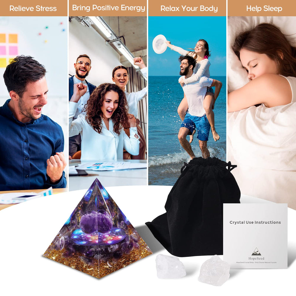 Hopeseed Orgone Pyramid on desk setup supports calm focus during work.