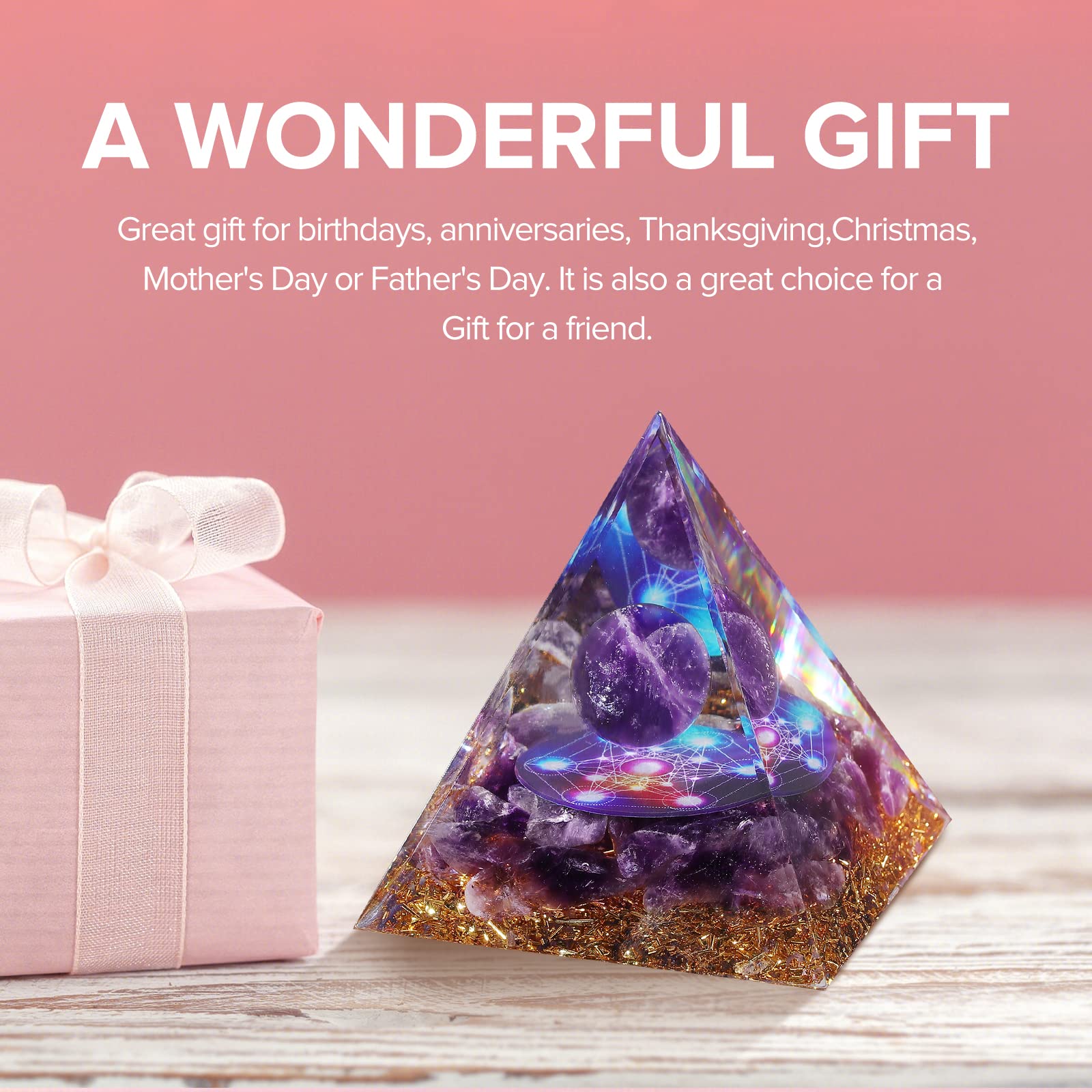 Hopeseed Orgone Pyramid ideal for meditation or Reiki spaces to invite balance.