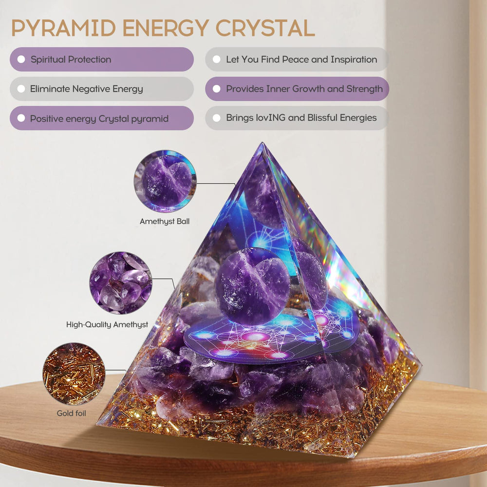 Hopeseed Orgone Pyramid with natural resin clarity for clear, vibrant display and ambient light catching.