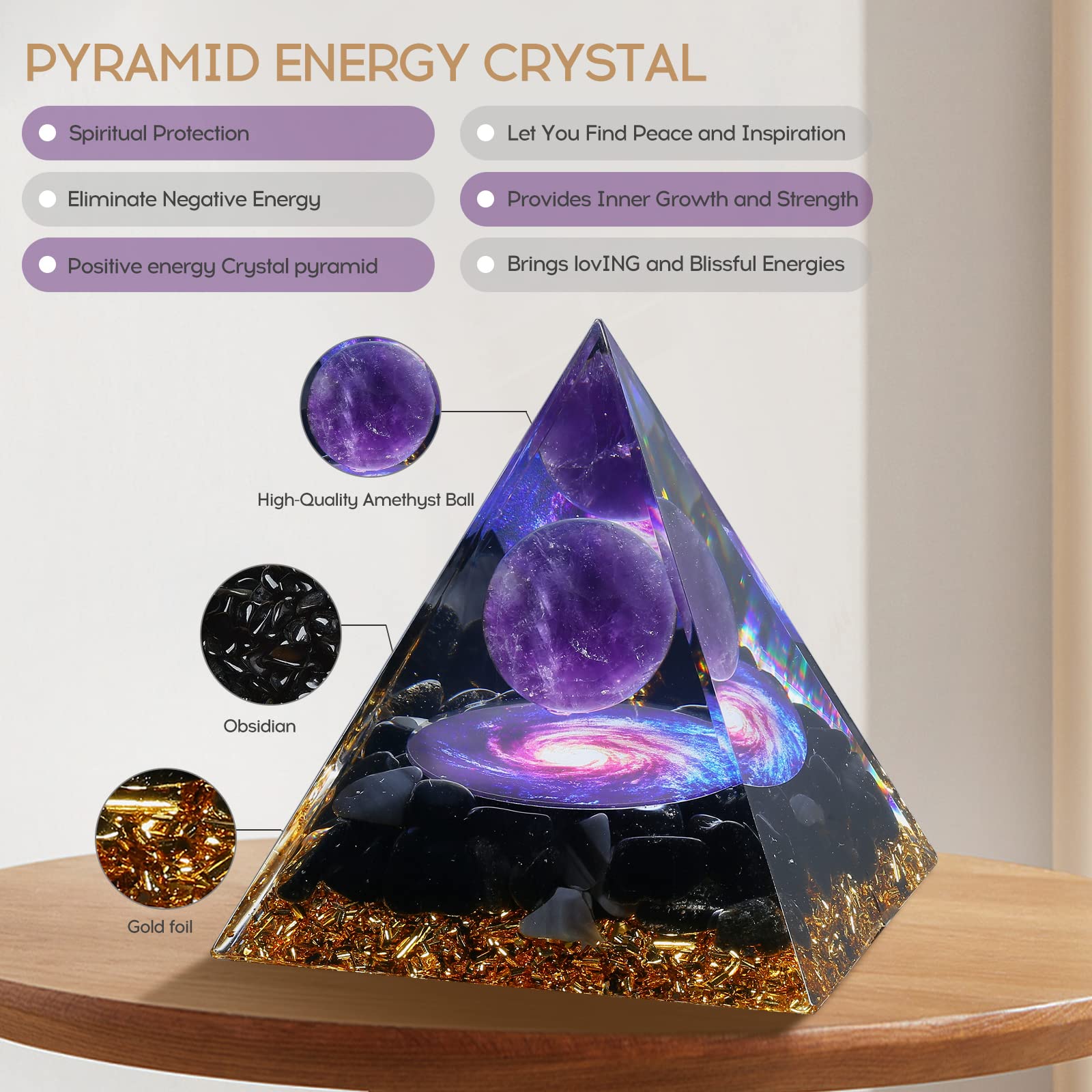 Hopeseed Orgone Pyramid features natural resin for a peaceful meditation space.