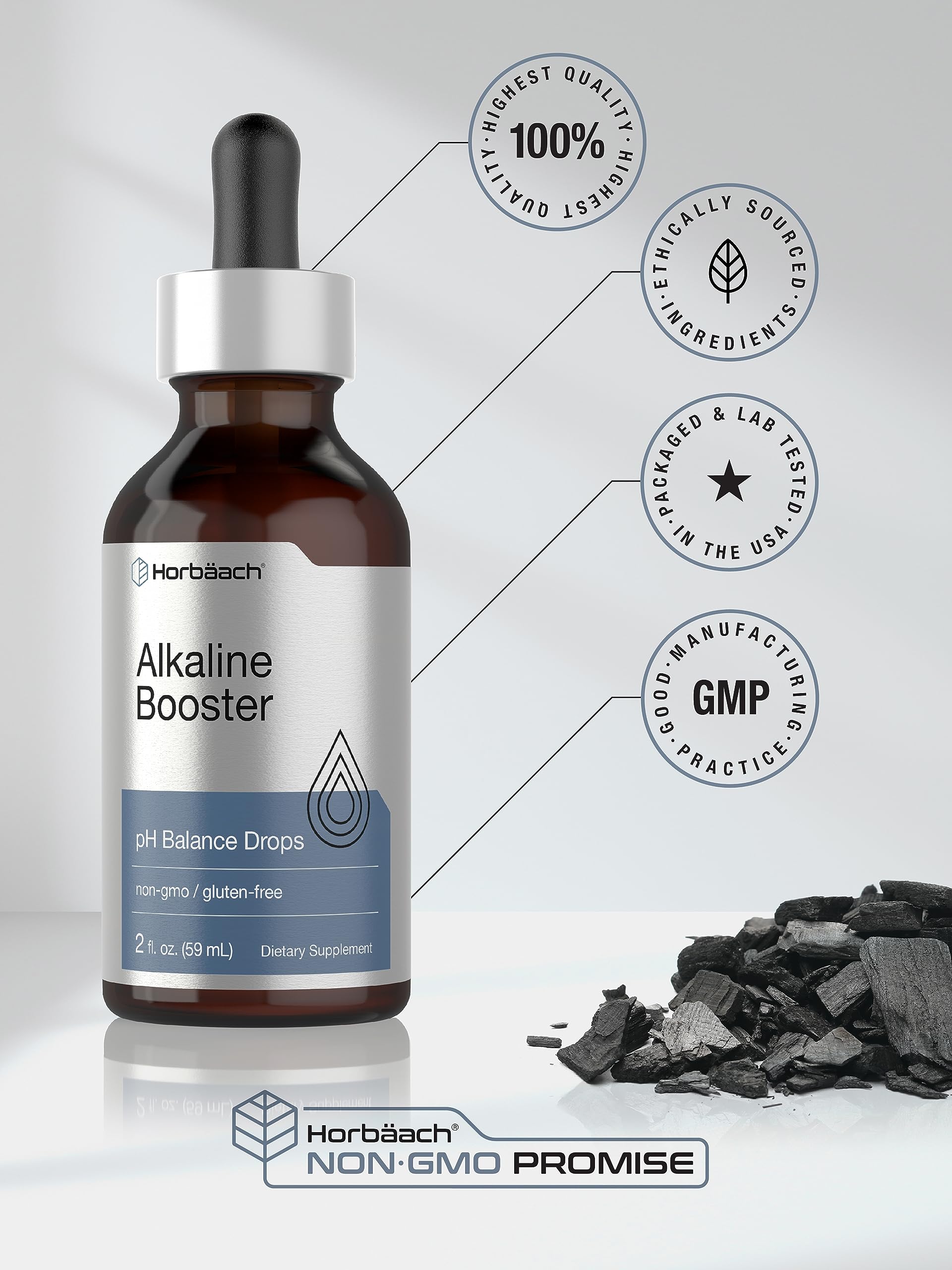 Horbaach Alkaline Water Drops dispersing in water for quick mix