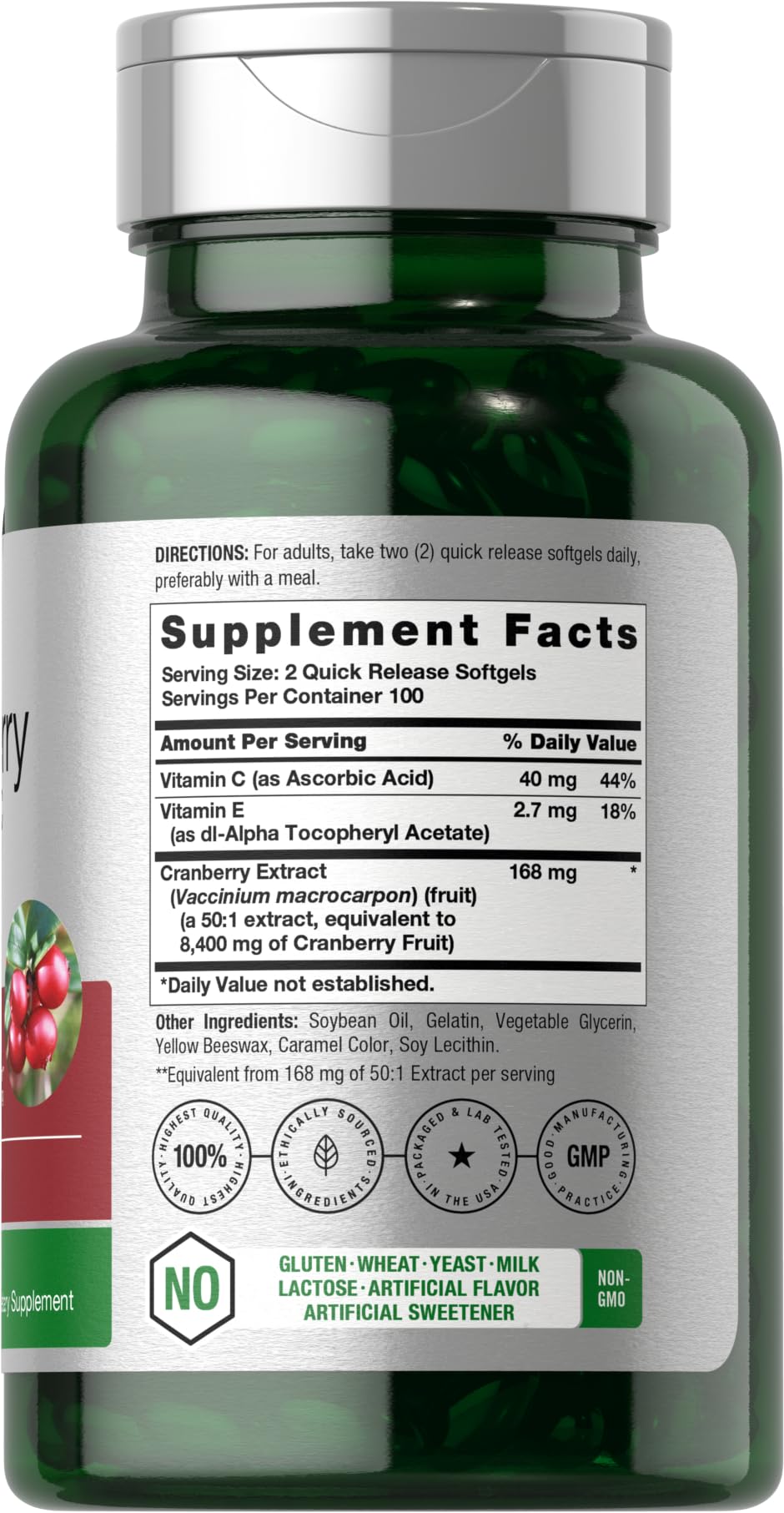 Horbäach arándano pills etiqueta frontal con vitaminas para bienestar.