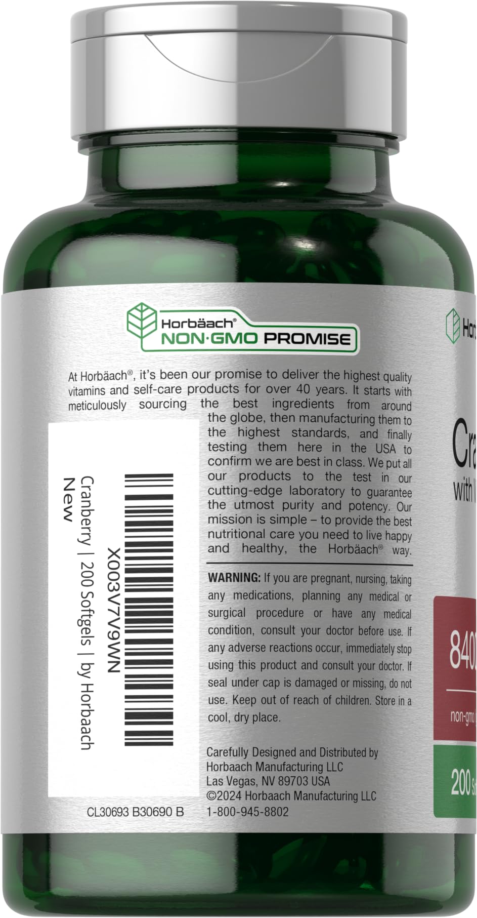 Cápsulas naranjas Horbäach arándano pills, consumo diario cómodo.