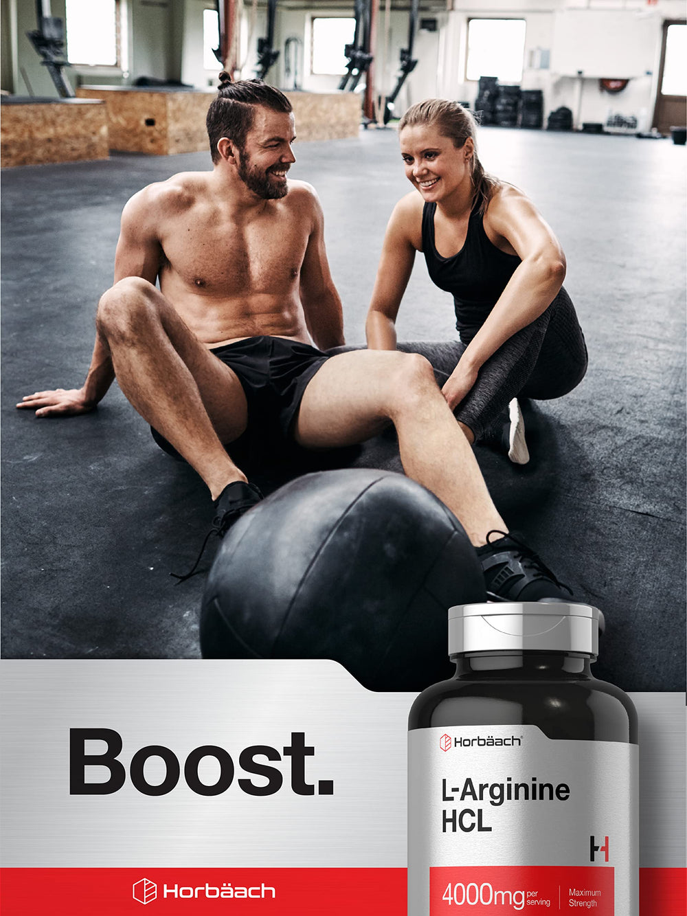 Horbäach L-Arginine 4000mg vegetarian-friendly bottle suitable for a veggie lifestyle.