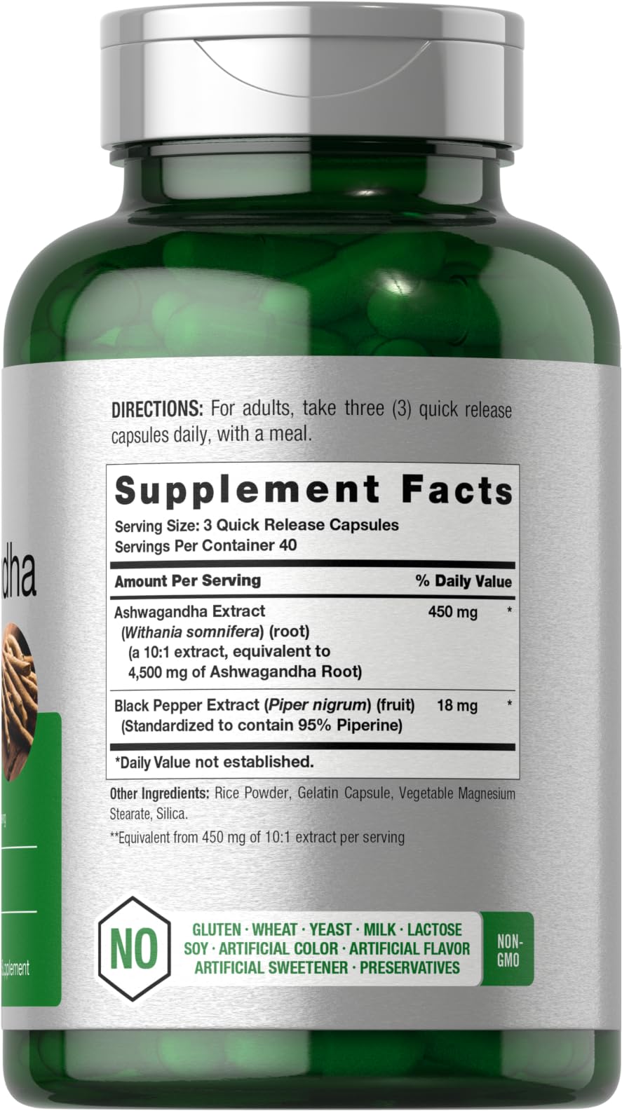Close-up of Horbaach Ashwagandha capsules highlighting the max strength formula.