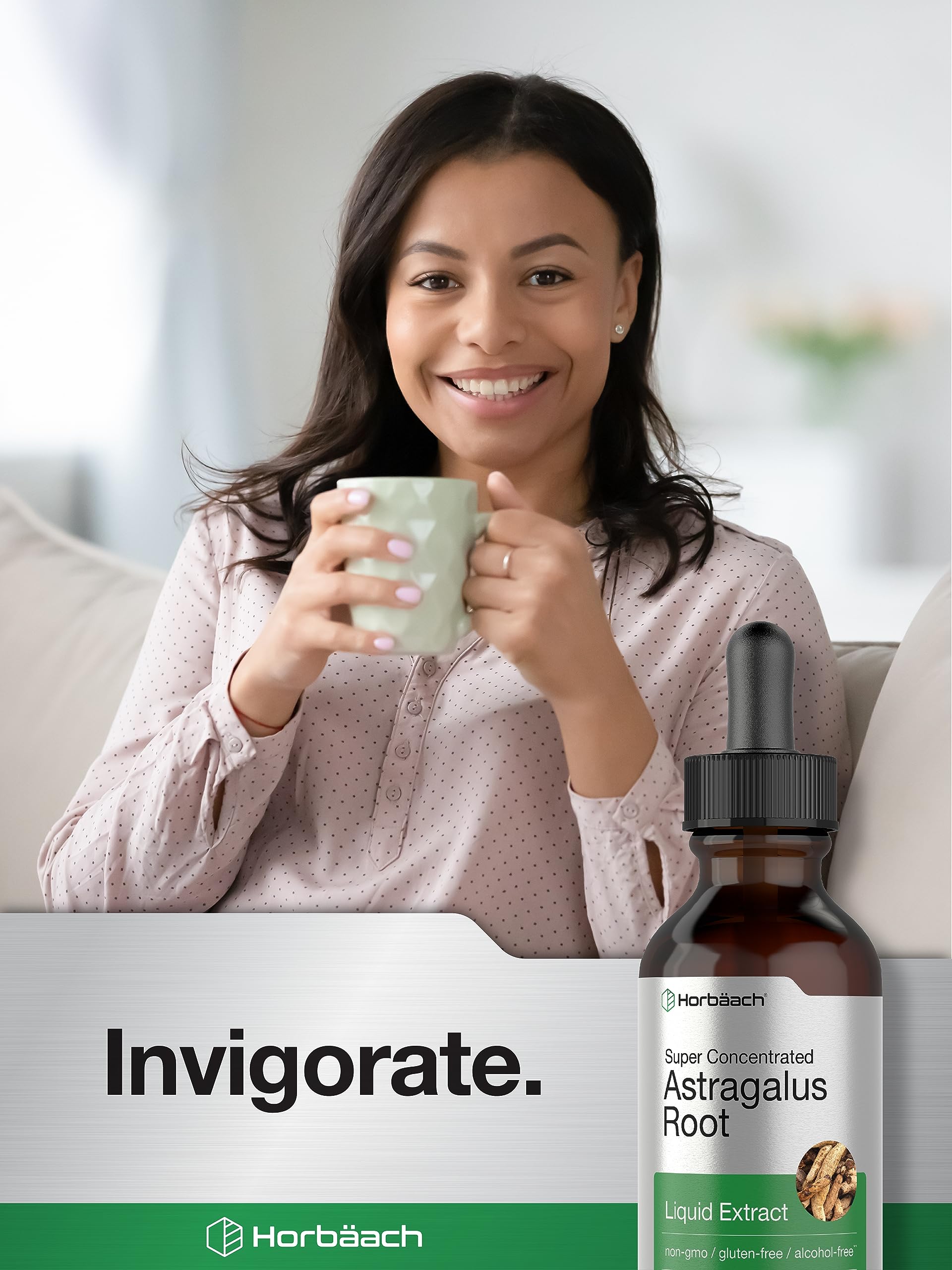 Horbäach astragalus root extract liquid drops placed in tea for versatile use
