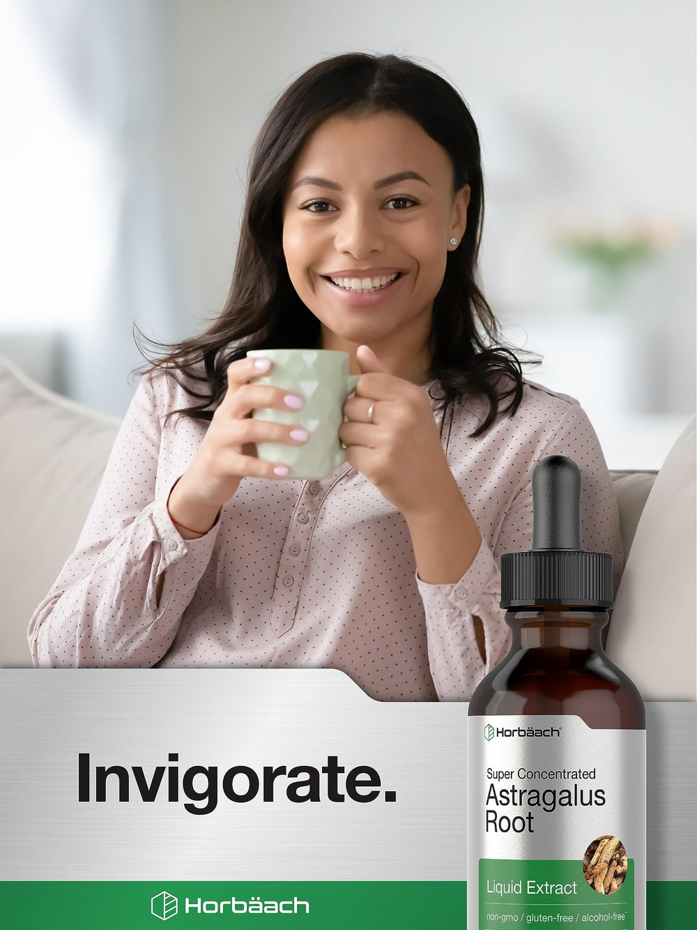 Horbäach astragalus root extract liquid drops placed in tea for versatile use