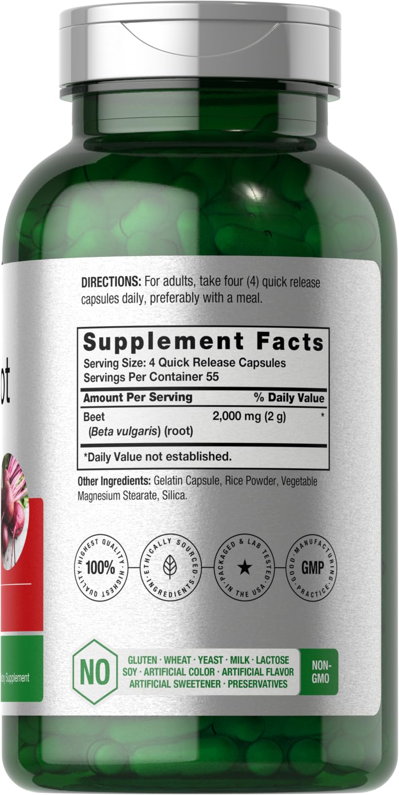 Horbaach Beet Root Capsules bottle with label for easy daily use
