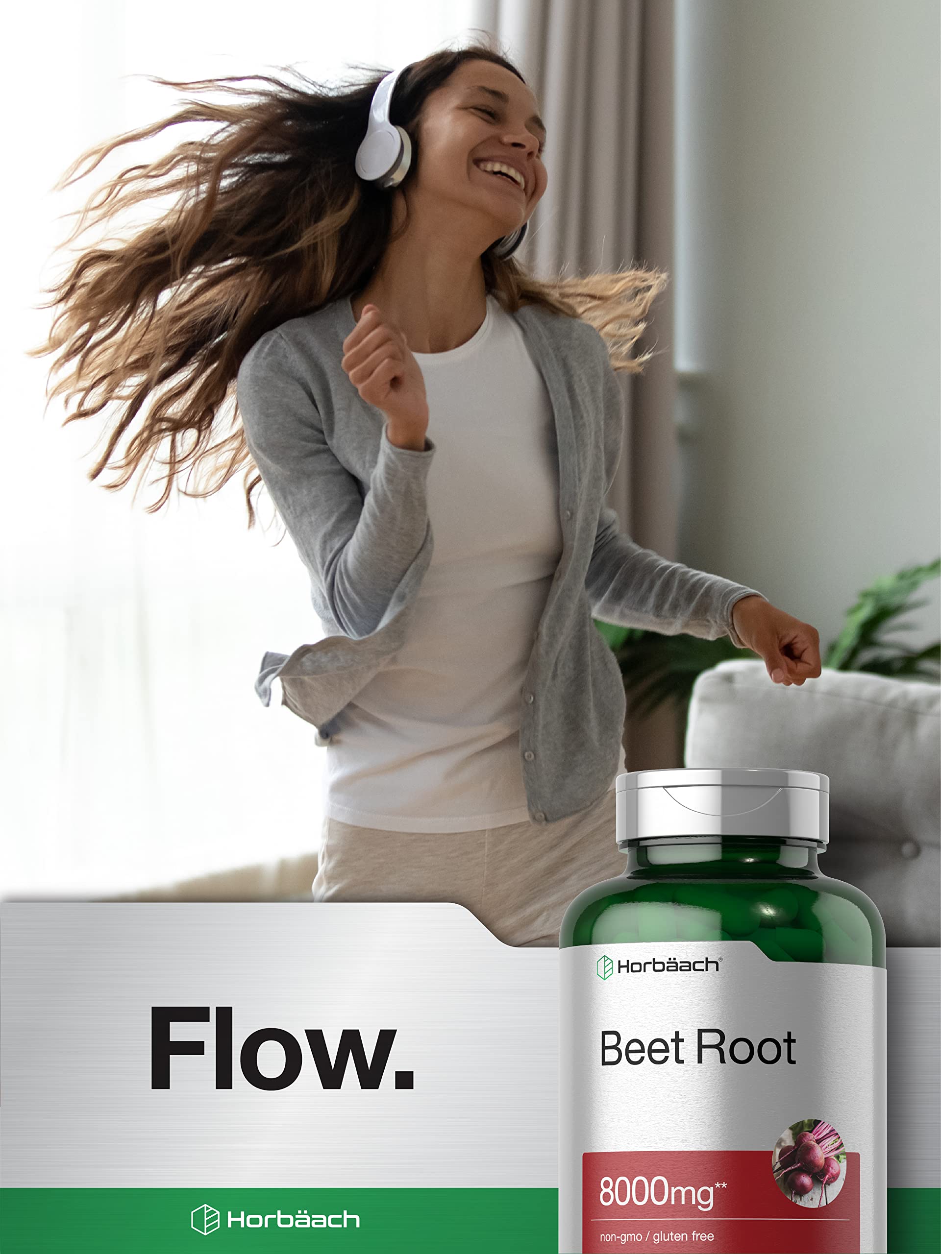 Gluten-free and Non-GMO seal on Horbäach Beet Root Powder reflects a clean formula.