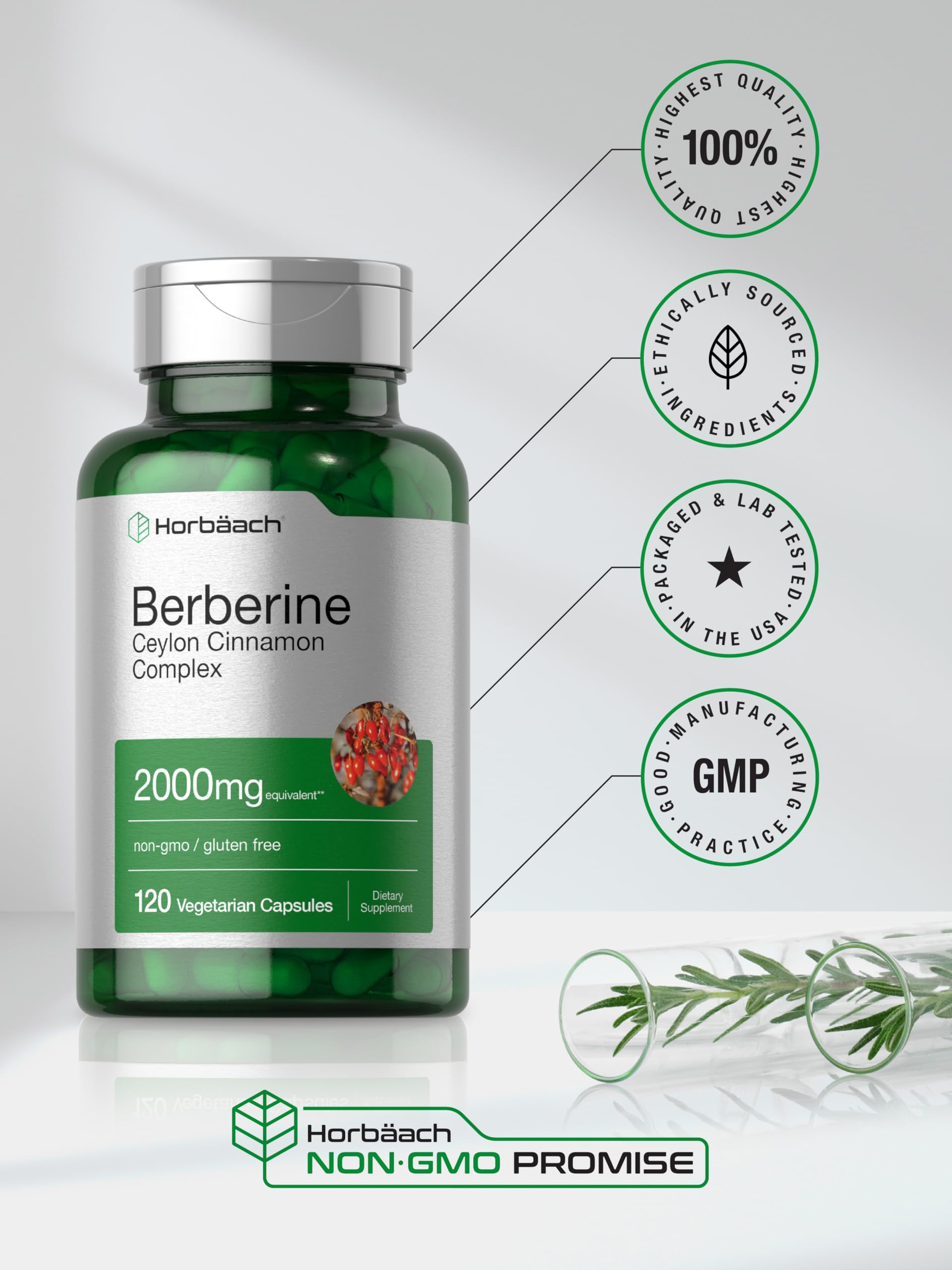 Horbäach Berberine-Cinnamon information card suggests simple daily incorporation