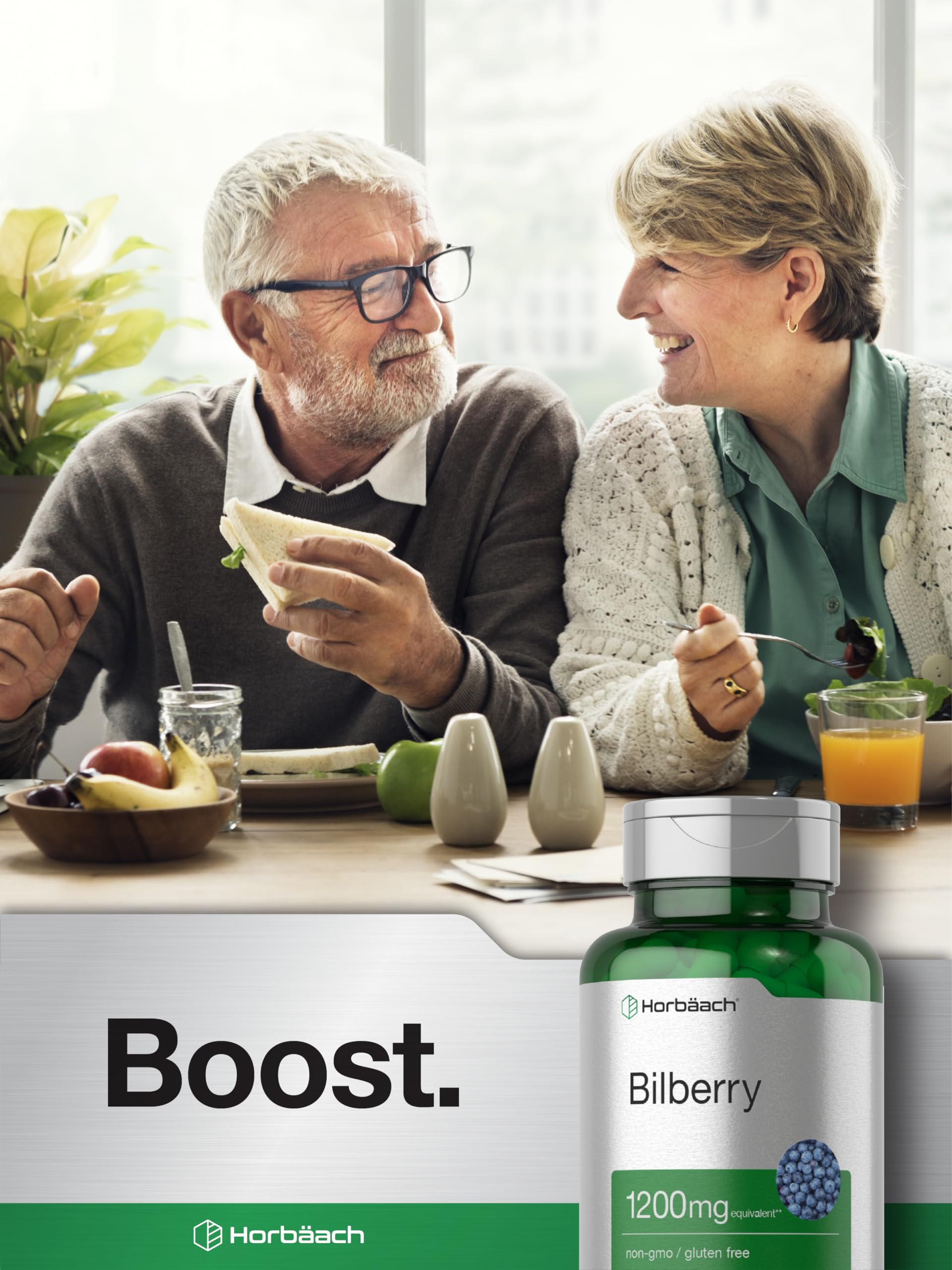Capsules pour from the Horbäach Bilberry bottle into hand for easy dosing.