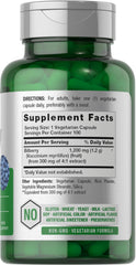 Horbäach Bilberry capsules on label highlight vegetarian formula.