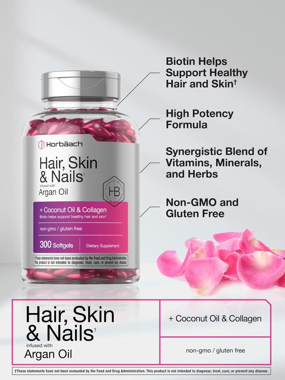 Horbaach biotin and collagen ingredients highlighted in formula