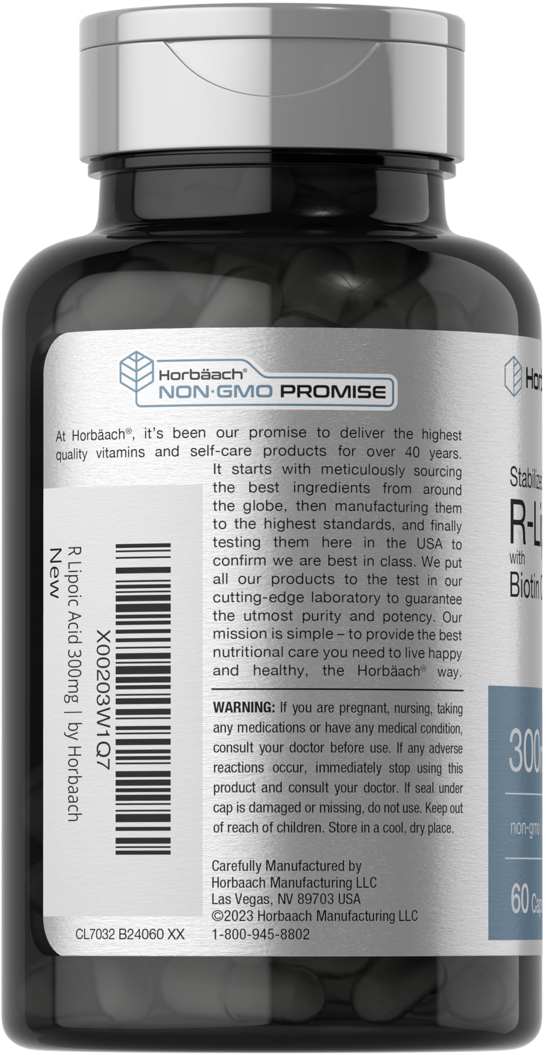 Horbäach Biotin Optimizer label emphasizes enhanced daily nutrient support.